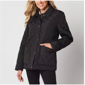 St. John's Bay Black Womens Quilted Jacket (XL)